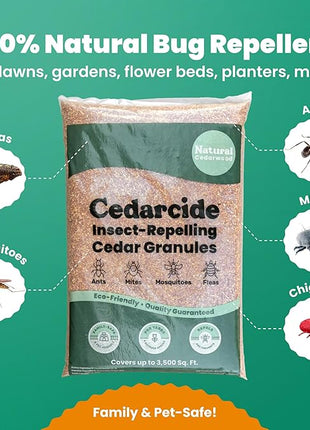 Cedarcide Lawn, Home & Garden Cedar Granules | Repels Fleas, Ticks, Ants & Mosquitoes | Smells Great, Easy to Use | Family & Pet Safe | 1 Bag (8 Lbs)
