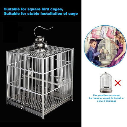 No Mess Bird Feeder for Cage - Automatic Bird Feeder Transparent Food Container Acrylic No Spill Cage Seed Catcher with Stainless Steel Hooks for Parrot Parakeet Cockatiels Lovebirds