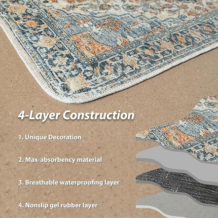 nunubaby Washable Pee Pads for Dogs, Stylish, Non-Slip and Leak-Proof Pee Pads. Reusable Potty Pads for Dogs for Crates and Floors.(Beige/Multi, 48" x48" )