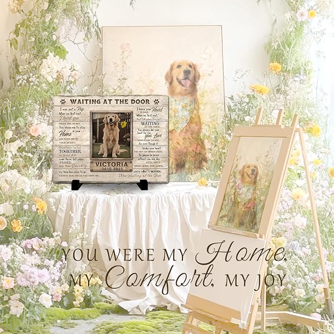 Personalized Pet Memorial Stone, Custom Dog Memorial Gifts for Loss of Dog with Photo Name Date, Dog Remembrance Gift, Loss of Dog Sympathy Gift for Dog Cat Lovers (Quote 2)