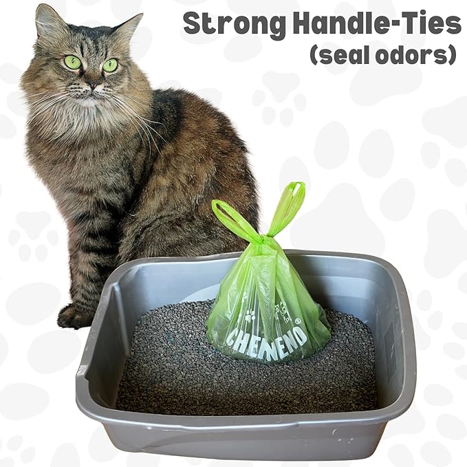 Cat Litter Waste Bags Biodegradable (500 ct., Green) Bulk Dog Poop Bags with Easy Tie Handles Earth-Friendly Lavender Scented Cat Litter Poop Diaper Bag Disposable Sanitary Pad Waste Bags (500 Bags)