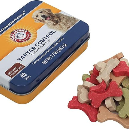 Arm & Hammer for Pets Tartar Control Dental Mints for Dogs Dog Dental Mints Reduce Plaque & Tartar Buildup for All Dogs Beef Flavor (Pack of 60)