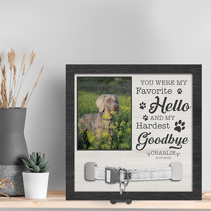 Nazenti Dog Collar Keepsake Frame, Pet Loss Gift, Memorial Sympathy Gifts for Loss of Dog, Passing Away Sympathy Picture Frame, Cat Loss Gift, Rainbow Bridge Pet Memorial Gifts, Custom Collar Frame
