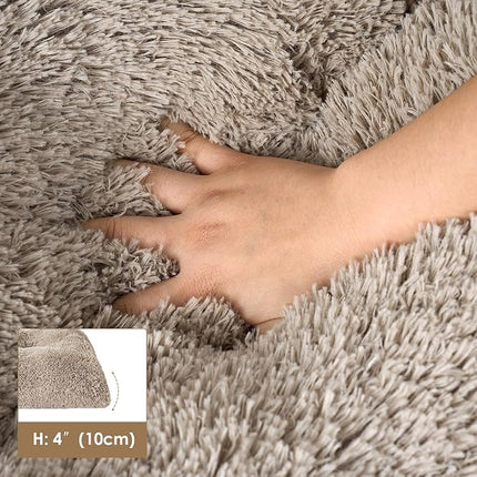 EHEYCIGA Fluffy Dog Crate Bed for Medium Dogs, Plush Faux Fur Pet Crate Pad, Calming Anti Anxiety Medium Pet Bed, Washable Soft Warm Dog Mat with Non-Slip Bottom, Taupe