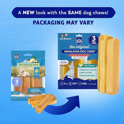 Himalayan Dog Chew Original Yak Cheese Chew, 3 Small Sticks, 1.1 oz, Gluten Free, Healthy Treats, Grain & Lactose Free 100% Natural, Long Lasting for Dogs Under 15 lbs