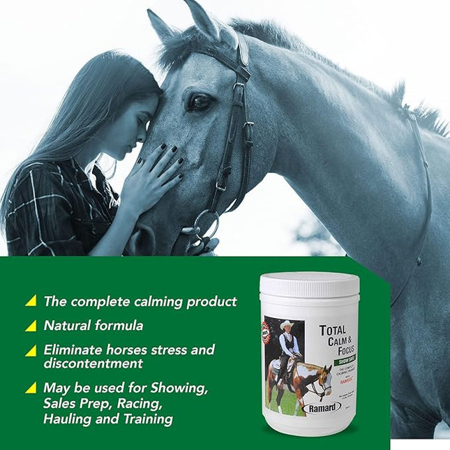 Ramard Total Calm and Focus for Horses Supplement - Magnesium & Calming Formula for Horse Show, Training, & Performance Mental Alertness Without Drowsiness, Show Safe, Perfect Prep for Horses 1 Pack