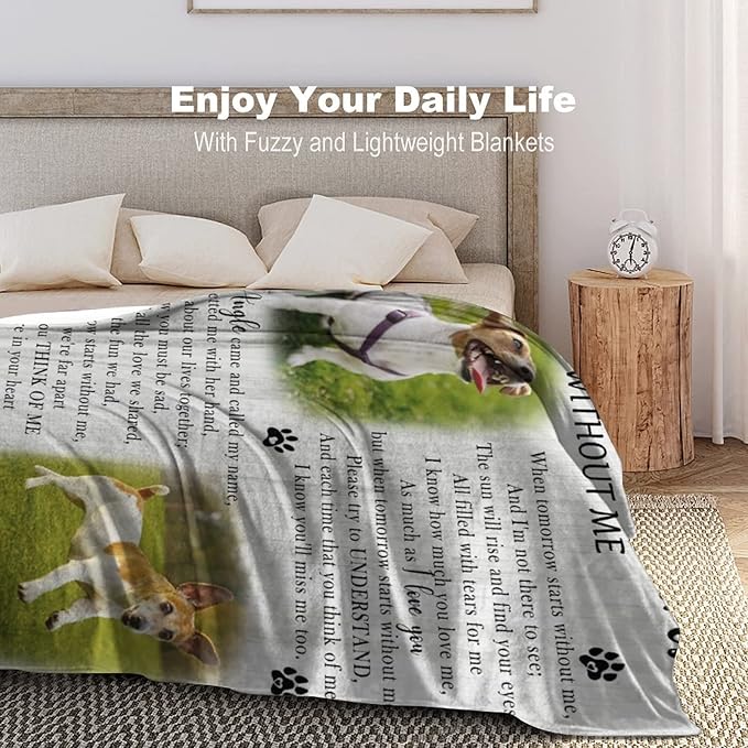 Artsadd Dog Pictures Custom Throw Blanket with Name Personalized Pet Memorial Blanket Memory Gift for Friends Sympathy Remembrance Customized Bed Throw Blanket Made in USA