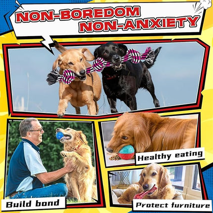 Zeaxuie 12 Pack Long-Lasting Heavy Various Dog Chew Toys Pack for Aggressive Chewers - Includes Large Rope Toy, Squeaky Toys & Indestructible Chew Bone for Medium, Large & X-Large Breeds Dogs