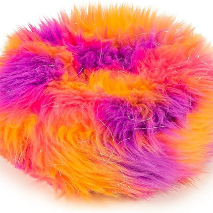 goDog Furballz Ring Squeaky Plush Dog Toy, Chew Guard Technology - Warm Rainbow, Large