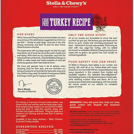 Stella & Chewy's Freeze-Dried Raw Dog Treats - Carnivore Crunch for Training - Natural Limited Ingredient, Grain-Free - Perfect for Picky Eaters - Turkey Recipe - 3.25 oz Bag