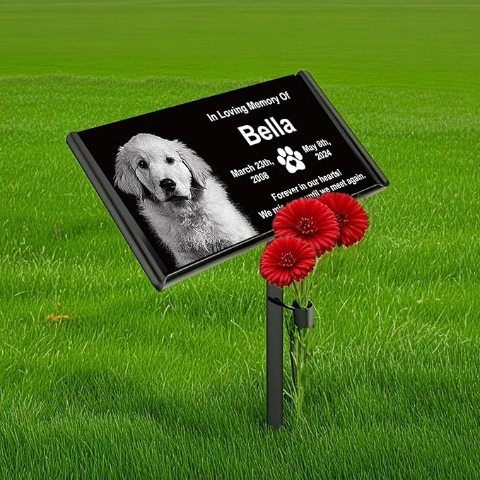 Tombstone For Pet,Personalized Memorial Plaque for Dog,Cat, Custom Gravestone with Photo,Memorial Gifts, Memorial Stone,Animal Headstone,Garden Memorial Stone, Grave Marker, Burrial Plaque(For Pets)