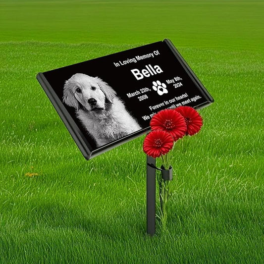 Tombstone For Pet,Personalized Memorial Plaque for Dog,Cat, Custom Gravestone with Photo,Memorial Gifts, Memorial Stone,Animal Headstone,Garden Memorial Stone, Grave Marker, Burrial Plaque(For Pets)