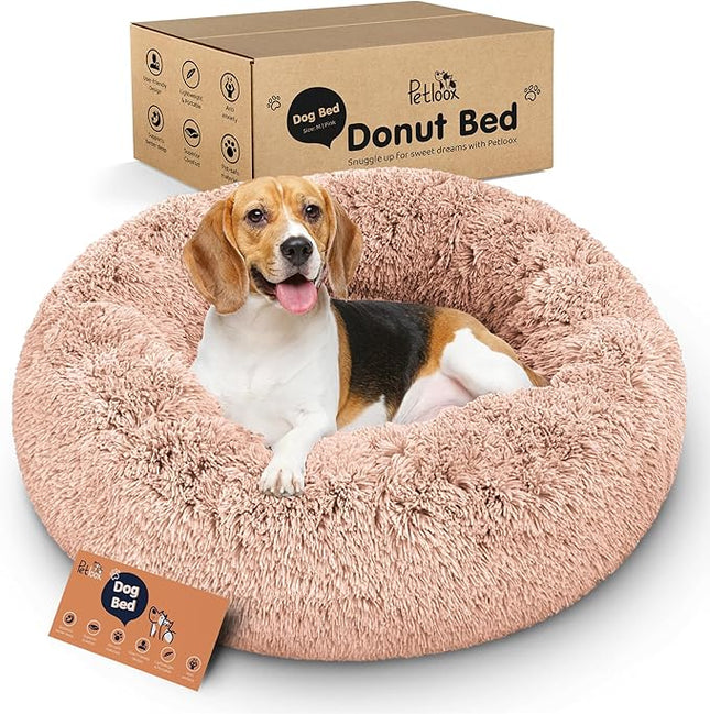 Donut Dog Bed - Premium Comfort for Anxiety Relief - Fluffy & Calming Design with Ultra-Plush Support | Cozy Round Dog Bed with Super Soft Circle Style (Pink, Medium)