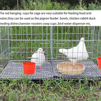 10 Pack Bird Cage Feeding Cups Chicken Seed Bowl Hanging Parrot Food Dishes,Feeder and Waterer Coop Cup Water Bottles for Pigeon Quail Parakeets Rabbit Poultry