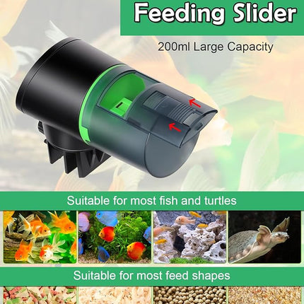 Automatic Fish Feeder for Aquariums - Rechargeable Auto Fish Food Dispenser Timer Feeder with USB Charger Cable，LCD Screen, Customized Schedule