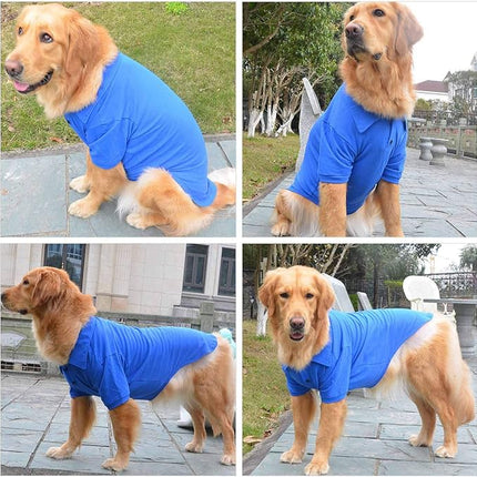 lovelonglong Basic Dog Polo Shirts Premium Cotton, Polo T-Shirts for Large Medium Small Dogs with a Two-Button Collar Blank Color Blue L