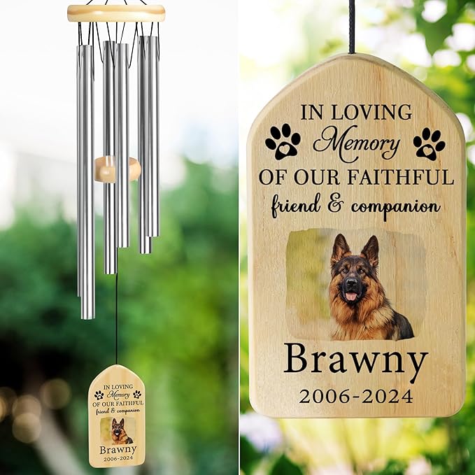 Pet Memorial Gifts, Personalized Pet Memorial Wind Chimes, Pet Loss Gifts, Dog Memorial Gifts for Loss of Dog, Pet Loss Sympathy Gift, Pet Remembrance Gift, in Memory of Pet - Friend and Companion