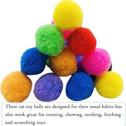 PET SHOW 20Pcs 1.5"/3.8cm Cat Toy Balls Bulk Soft Kitten Pompon Toys Indoor Cats Interactive Playing Quiet Ball Cats Favorite Toy Assorted 10 Colors