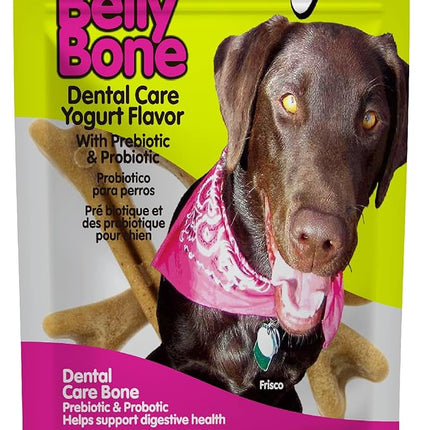 Fido - Belly Bones for Dogs, 4 Yogurt Flavor Large Dog Dental Treats (Made in USA) - 4 Count Dog Treats for Large Dogs - Plaque and Tartar Control for Fresh Breath, Digestive Health Support