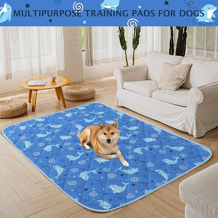 IEUUMLER Washable Pee Pads for Dogs, 2 Pack Non-Slip & Waterproof Pack Whelping Pad, Reusable Washable Puppy Potty Training Pad with Fast Absorbent for Playpen EU007 (Dolphin, 30"X20"-2pcs)