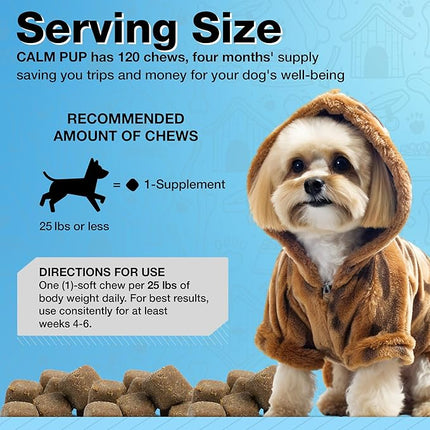 Calming Chews with Organic Hemp Oil| Dog Anxiety Relief & Travel Friendly| Glucosamine to Help with Join Support| 120 Soft Chews & up to 4-Month Supply