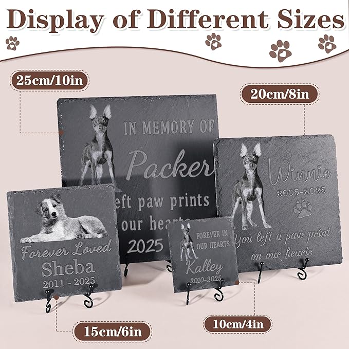 Pet Memorial Stone, Dog Memorial Stone, Dog Memorial Gifts for Loss of Dog, Pet Memorial Gifts, Loss of Pet Sympathy Gift, in Loving Memory Pet - Paw Prints on Our Hearts - Square