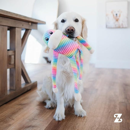 ZippyPaws - Spencer The Crinkle Monkey Dog Toy, Squeaker and Crinkle Plush Toy - Rainbow, Large