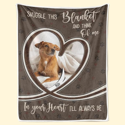 Julyly Personalized Pet Photo Blanket - Custom Dog Loss Keepsake, Memorial Gifts with Paw Print Pattern