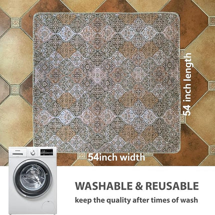 nunubaby Washable Pee Pads for Dogs, Stylish, Non-Slip and Leak-Proof Pee Pads. Reusable Potty Pads for Dogs for Crates and Floors.(Brown/Multi, 54" x54")