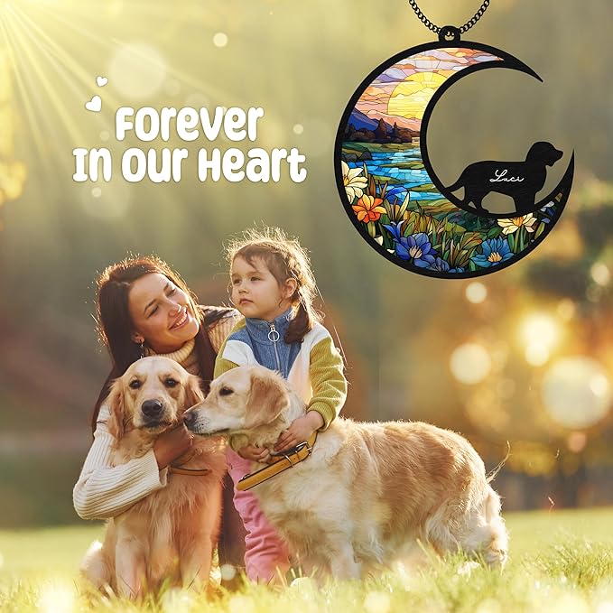 6'' Boykin Spaniel Dog Memorial Suncatcher Personalized Name Dog Breed Pet Ornament Window Car Hanging Sympathy Gift for Loss of Pet Passed Away Remembrance Gift for Dog Lovers SCD-B11-6-68