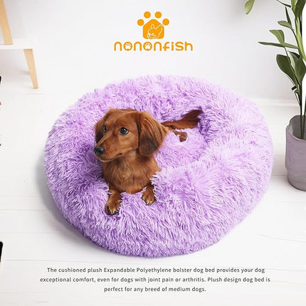 Dog Beds for Medium Dogs Washable 30 Inches Purple Fits up to 45 lbs Pets Beds Fluffy Anti Anxiety