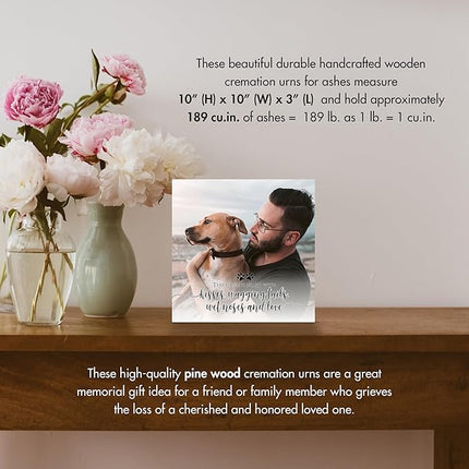 Lifesong Milestones Wooden Shadow Box Cremation Urn for Pet Ashes| Urns for Ashes of Deceased Pet Dog Cat| Sympathy Keepsake 10x10