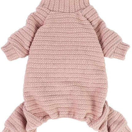 Fitwarm Turtleneck Knitted Dog Sweater Puppy Pajamas Thermal Doggie Winter Clothes Knitwear Pet Coats Cat Apparel Pink Small
