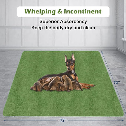 INVENHO Washable Pee Pads for Dogs 72"x72" Reusable Dog Pads Extra Large Upgrade Non-Slip Dog Pee Pads Heavy Absorbency Puppy Pee Pads Quick Dry Whelping Pads/Waterproof Puppy Training Pad