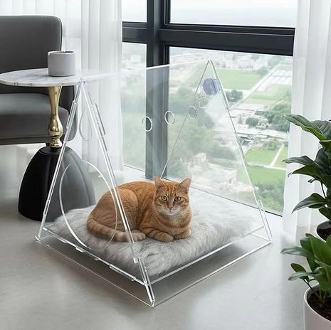 Cat Bed Cozy Triangle Acrylic cat Houses for Indoor Cats pet House for Indoor Cats & Small Dogs - Easy Assembly Puppy Essentials, Perfect for Small and Medium Pets