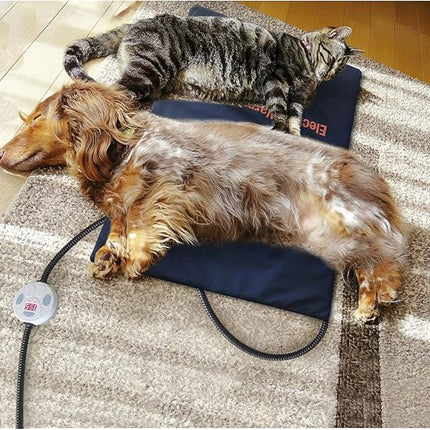 NAMSAN Heated Cat Bed, 7-Level Adjustable Temperature Rabbit Warming Mat, Outdoor/Indoor Dog Cage Heating Pad with Chew Resistant Cord, Blue