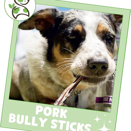 Nature Gnaws Extra Thin Pork Bully Sticks for Small Dogs 5-6" (15 Count) - Long Lasting for Light Chewers and Puppies - Natural Bacon Dog Chew Treats