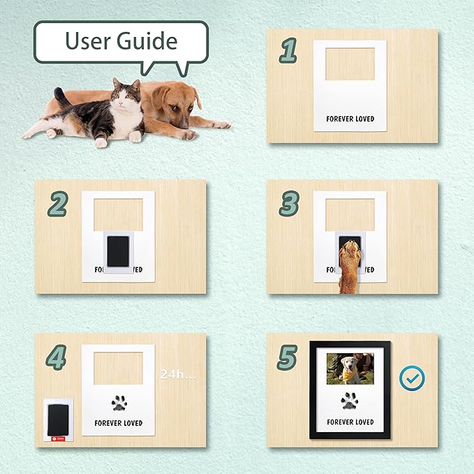 Dog Memorial Gifts for Loss of Dog – Pet Memorial Frame for 4x6 Photo & Inkless Paw Print Kit – Sympathy Gift for Pet Loss, Bereavement, Remembrance Rainbow Bridge Keepsake for Pet Lovers