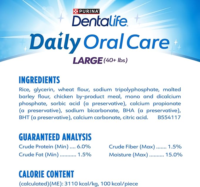DentaLife Daily Oral Care Dog Treats for Large Dogs, Chewy Dental Treat to Freshen Breath and Fight Tartar, Chicken Flavor - 30 ct. Pouch
