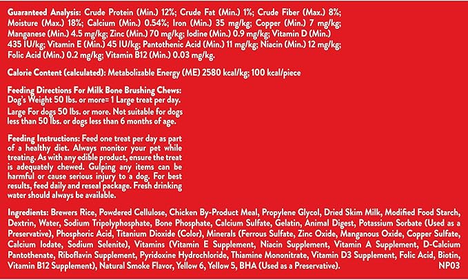 Milk-Bone Original Brushing Chews 18 Large Daily Dental Dog Treats Scrubbing Action Helps Clean Teeth