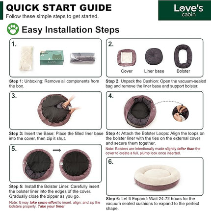 Love's cabin Round Donut Cat and Dog Cushion Bed, 30in Pet Bed for Medium or Large Dogs, Anti-Slip & Water-Resistant Bottom, Soft Durable Fabric Pet beds, Washable Calming Cat & Dog Bed Burlwood