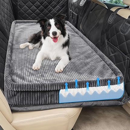 Loiion Dog Car Bed, Non-Slip Backseat Extender Pet Mat, Removable Washable Dog Bed for SUVs, Sedans & Trucks, Anti-Slip Travel Mat for Dogs, Easy Clean & Scratch-Proof & Comfort(Dark Gray, 50"x24.6")
