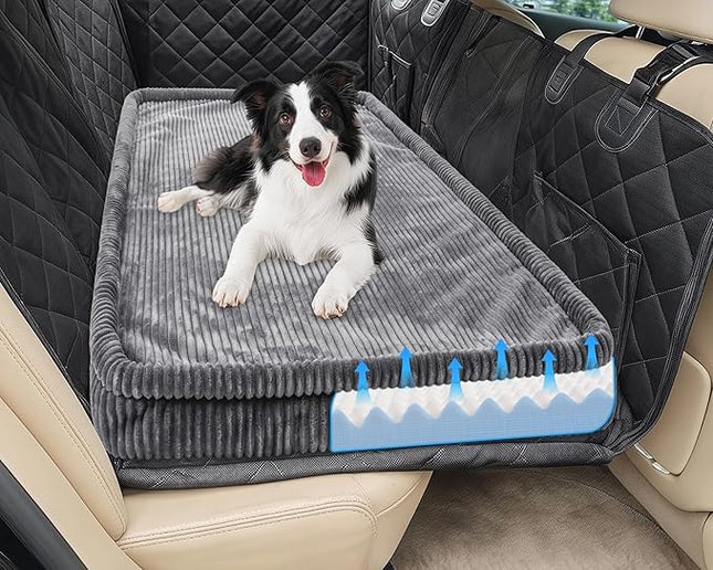 Loiion Dog Car Bed, Non-Slip Backseat Extender Pet Mat, Removable Washable Dog Bed for SUVs, Sedans & Trucks, Anti-Slip Travel Mat for Dogs, Easy Clean & Scratch-Proof & Comfort(Dark Gray, 50"x24.6")