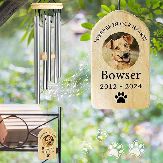 Pet Memorial Gifts, Personalized Pet Memorial Wind Chimes, Pet Loss Gifts, Dog Memorial Gifts for Loss of Dog, Pet Loss Sympathy Gift, Pet Remembrance Gift, in Memory of Pet - Forever in Our Hearts