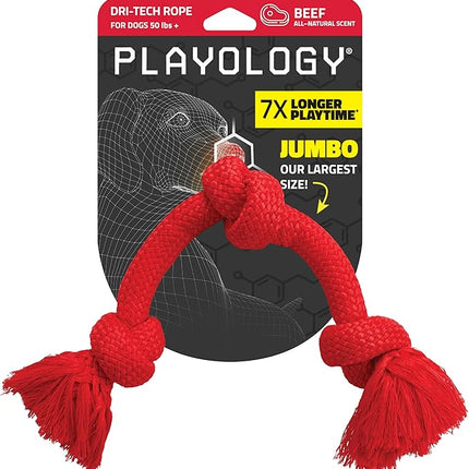 Playology Dog Toys | Dri-Tech Rope Toy Tug of War Rope for Aggressive Chewers | Jumbo Beef Scented Toy - Easy to Clean and Made from Non Toxic Materials