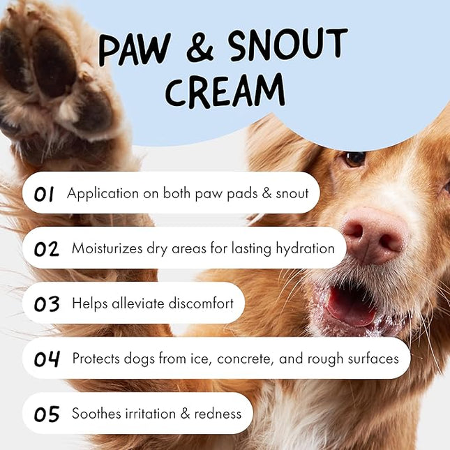 Belly Snout & Paw Cream for Dogs (1.7 oz) - 100% Natural Lick Safe Moisturizer, Soother & Protector for Cracked Paws, Snow & Salt - Fragrance Free - Elbows, Paws & Snout Soother for Dogs
