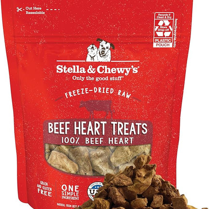 Stella & Chewy's Freeze-Dried Raw Beef Heart Dog Treats - Single Ingredient, No Additives - Premium Training Treats - Perfect For Picky Eaters - 3oz Bag