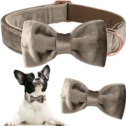 ARING PET Bowtie Dog Collar,Velvet Dog Collars with Detachable Bowtie, Adjustable Bow Tie Collar for Girl and Boy Dogs.