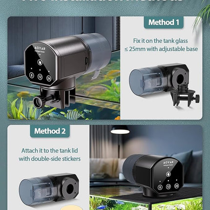 Automatic Fish Feeder Dispenser for Aquarium: 200ml Large Capacity Auto Feeders for Small Tank Turtle Betta Koi - Battery Food Feeding Timer for Flakes Pellet Vacation Weekend Day