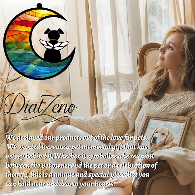 Dog Memorial Gift for Loss of Dog – DIY Angel Memorial Suncatcher & Paw Print Kit for Dogs with Sympathy Card | Pet Memorial Keepsake(Rainbow Bridge)